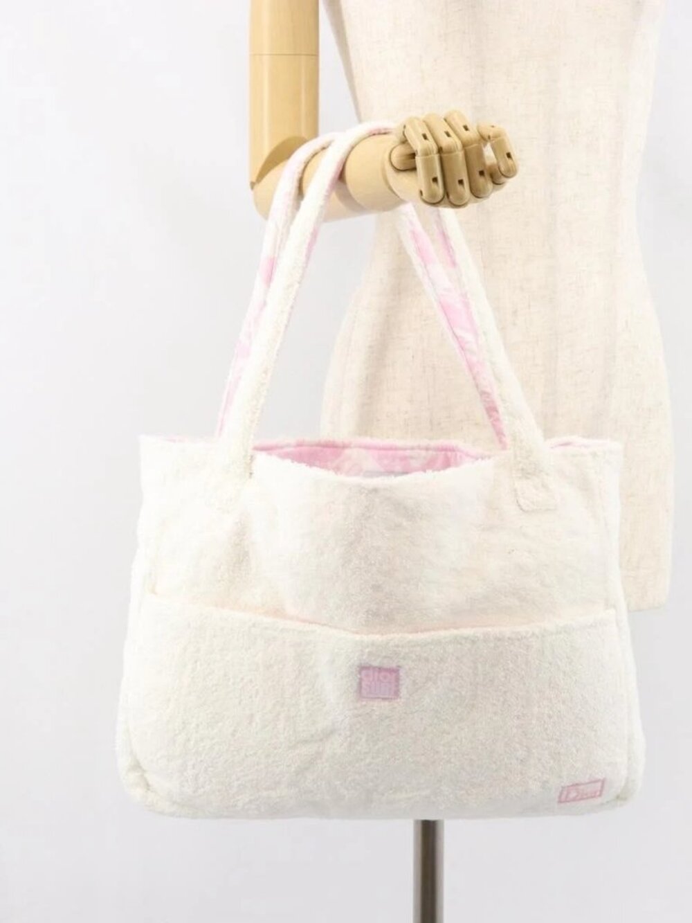 Christian Dior Tote Bag Cotton White Auth 160672